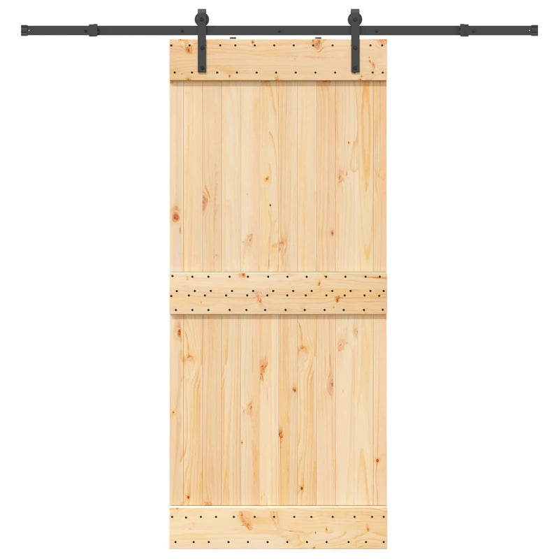 Sliding Door NARVIK Natural and Black 90 x 210 cm (213.5 cm)