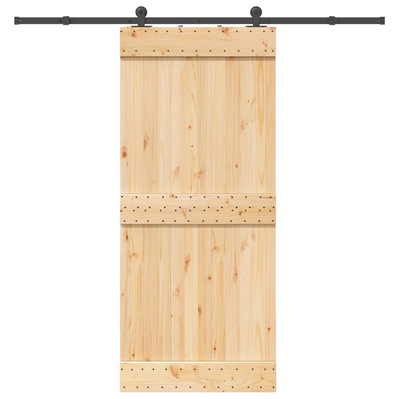 Sliding Door NARVIK Natural and Black 90 x 210 cm (213.5 cm)