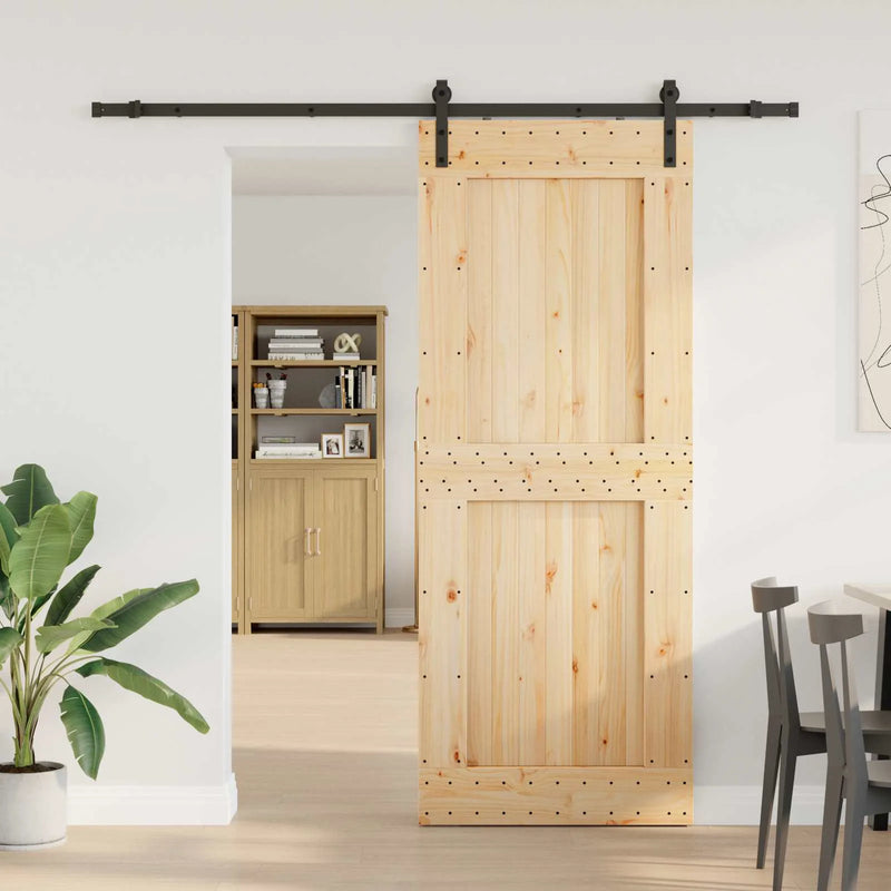 Sliding Door NARVIK Natural and Black 90 x 210 cm (213.5 cm)