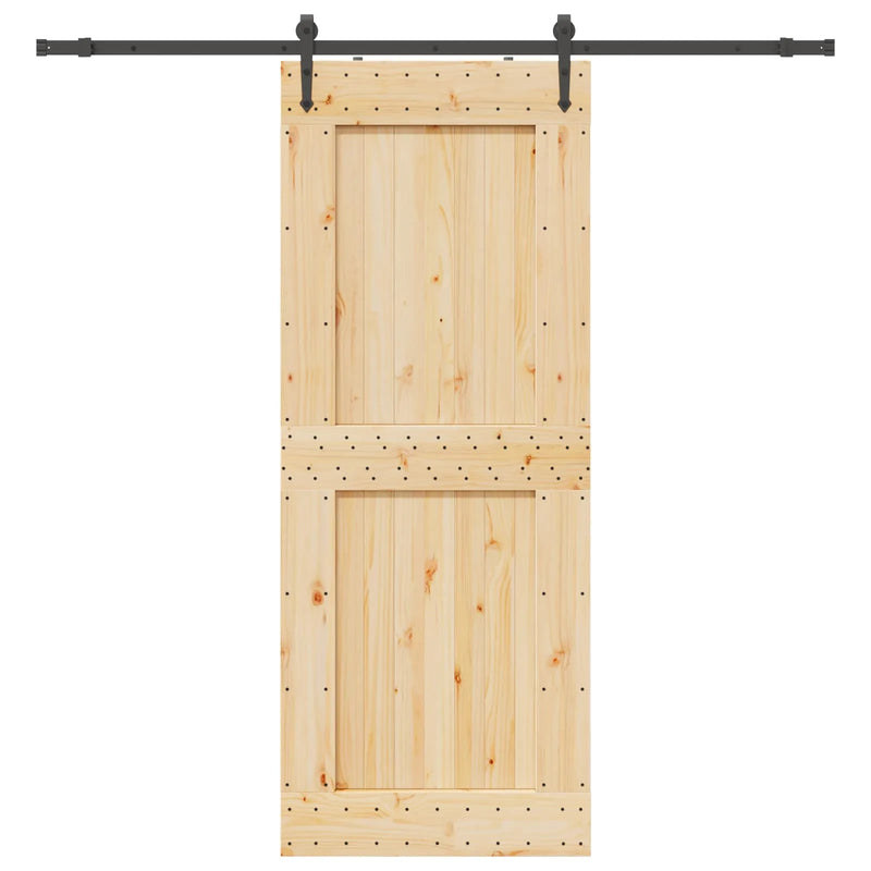 Sliding Door NARVIK Natural and Black 90 x 210 cm (213.5 cm)