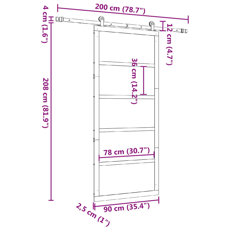 Sliding Door Natural 90 x 208 cm Solid Pine Wood
