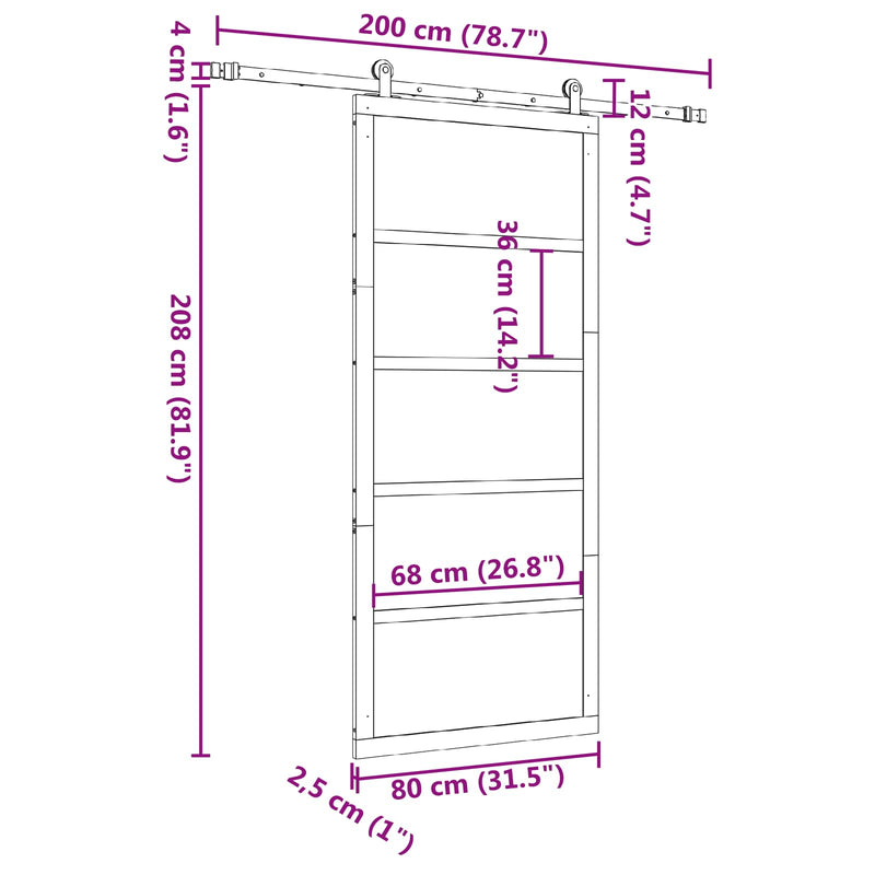 Sliding Door Natural 80 x 208 cm Solid Pine Wood