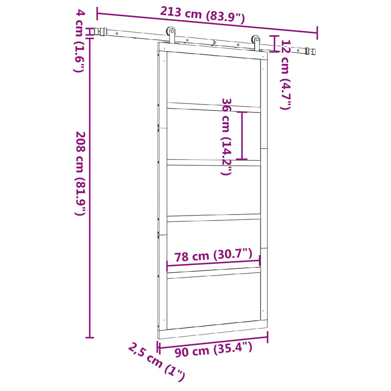 Sliding Door Natural 90 x 208 cm Solid Pine Wood