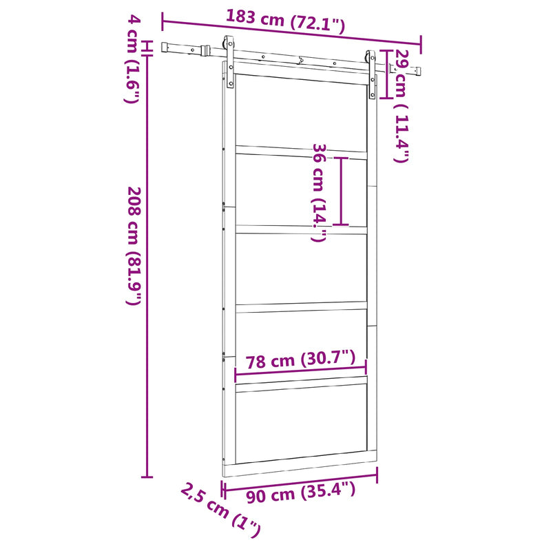 Sliding Door Natural 90 x 208 cm Solid Pine Wood