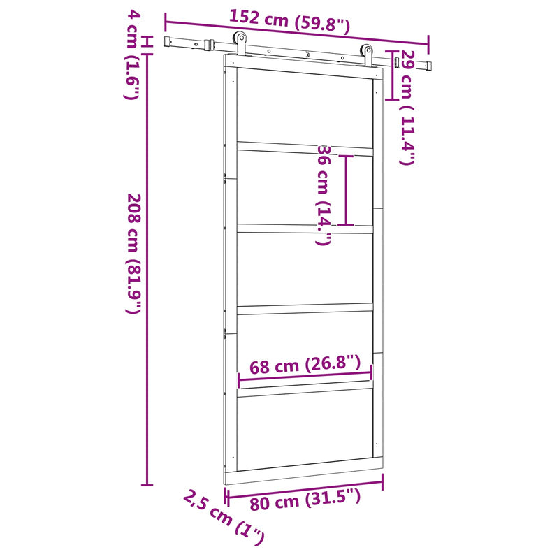 Sliding Door Natural 80 x 208 cm Solid Pine Wood