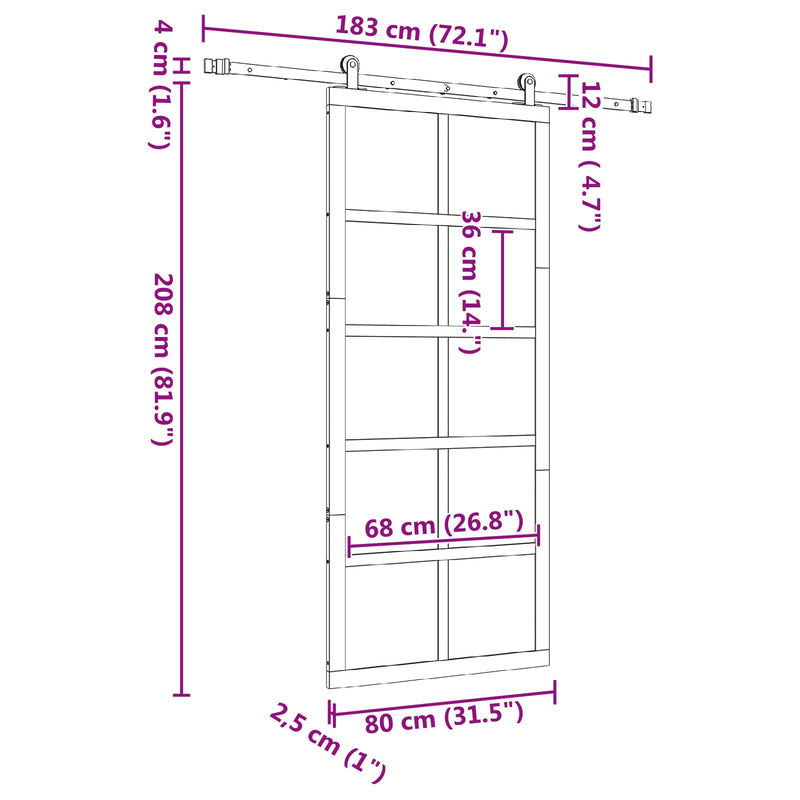 Sliding Door Natural 80 x 208 cm Solid Pine Wood