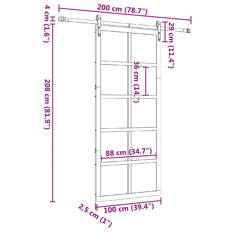 Sliding Door Natural 100 x 208 cm Solid Pine Wood