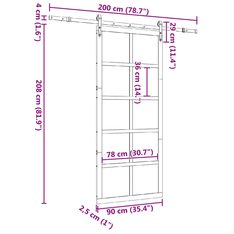 Sliding Door Natural 90 x 208 cm Solid Pine Wood