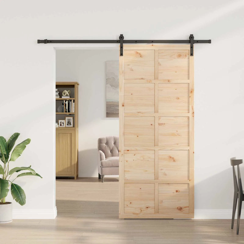 Sliding Door Natural 90 x 208 cm Solid Pine Wood