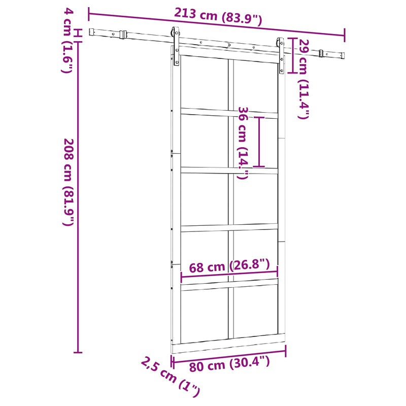 Sliding Door Natural 80 x 208 cm Solid Pine Wood
