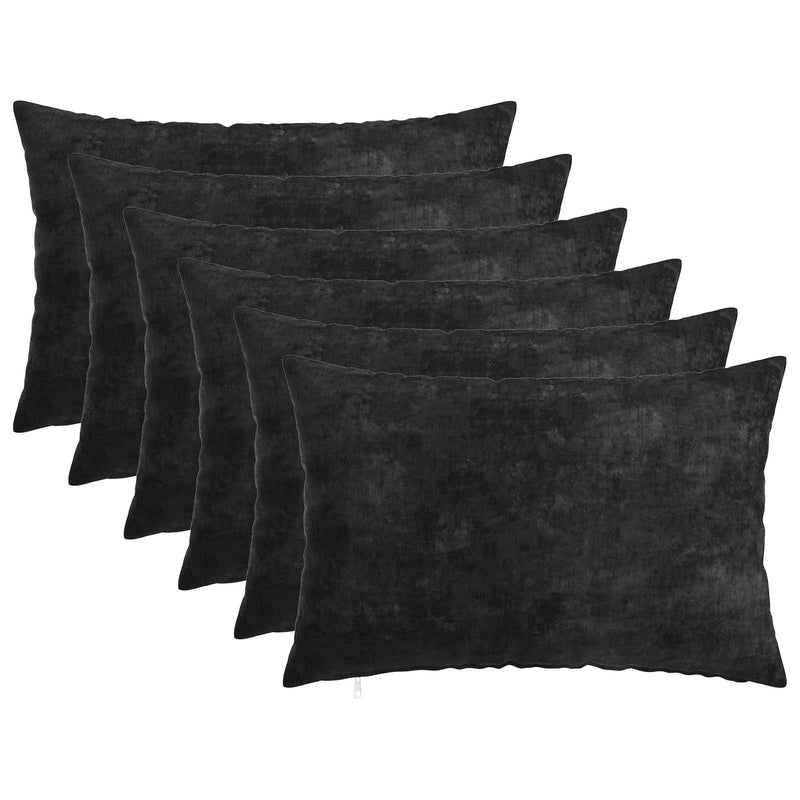 Cushion 6 pcs HEERLEN Anthracite 30 x 50 cm Chenille Fabric