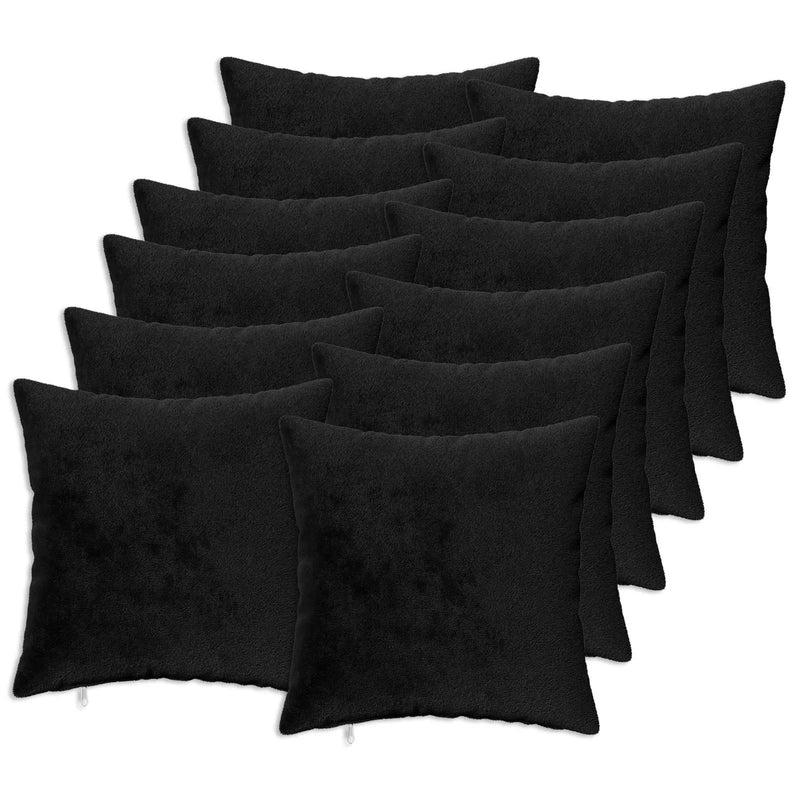 Throw Pillow 12 pcs HEERLEN Black 40 x 40 cm Flannel