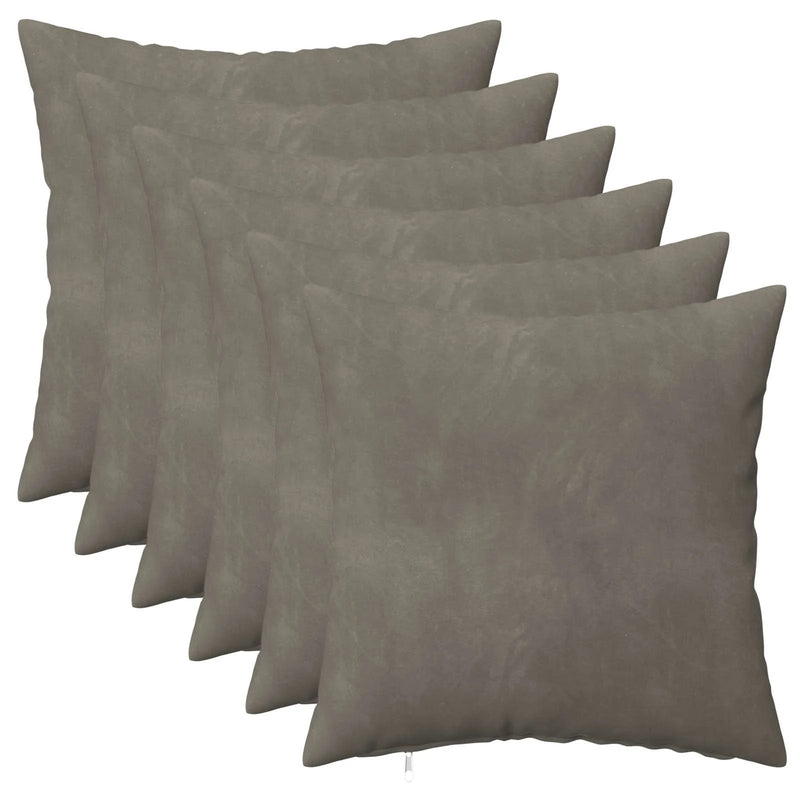 Cushion with Pillow HEERLEN 6 pcs Light Grey Velvet