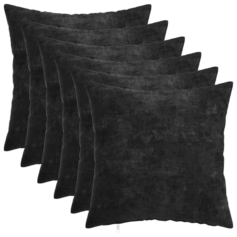 Cushion 6 pcs HEERLEN Anthracite 50 x 50 cm Chenille Fabric