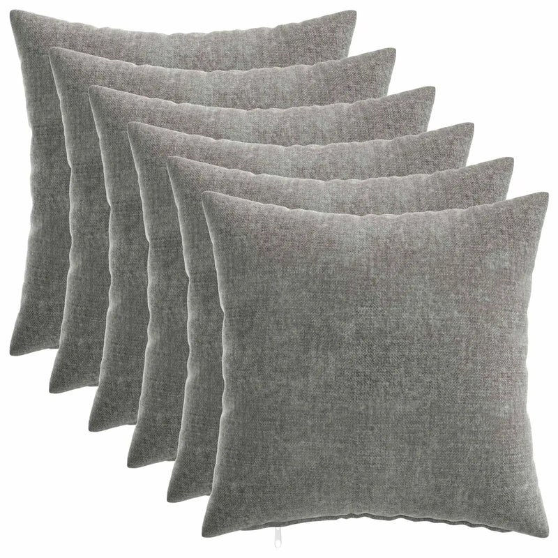 Cushion 6 pcs HEERLEN Dark Grey 50 x 50 cm Chenille Fabric