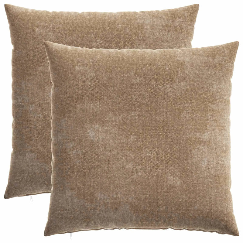 Cushion 2 pcs HEERLEN Brown 55 x 55 cm Chenille Fabric