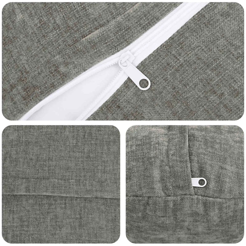 Cushion with Pillow HEERLEN 2 pcs Dark Grey Chenille Fabric
