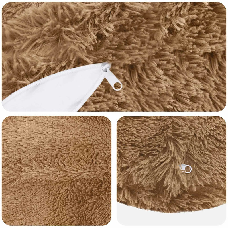 Cushion with Pillow HEERLEN 2 pcs Taupe PV Fleece
