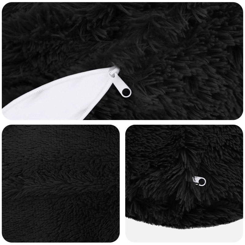 Cushion with Pillow HEERLEN 2 pcs Black PV Fleece