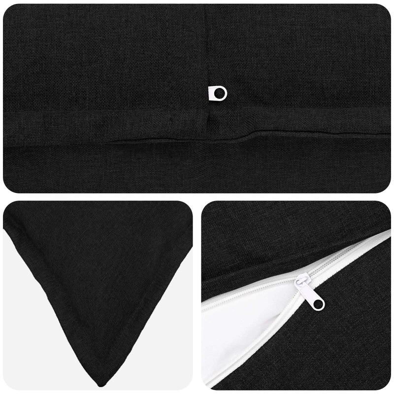 Cushion with Pillow HOUTEN 2 pcs Black Faux Linen