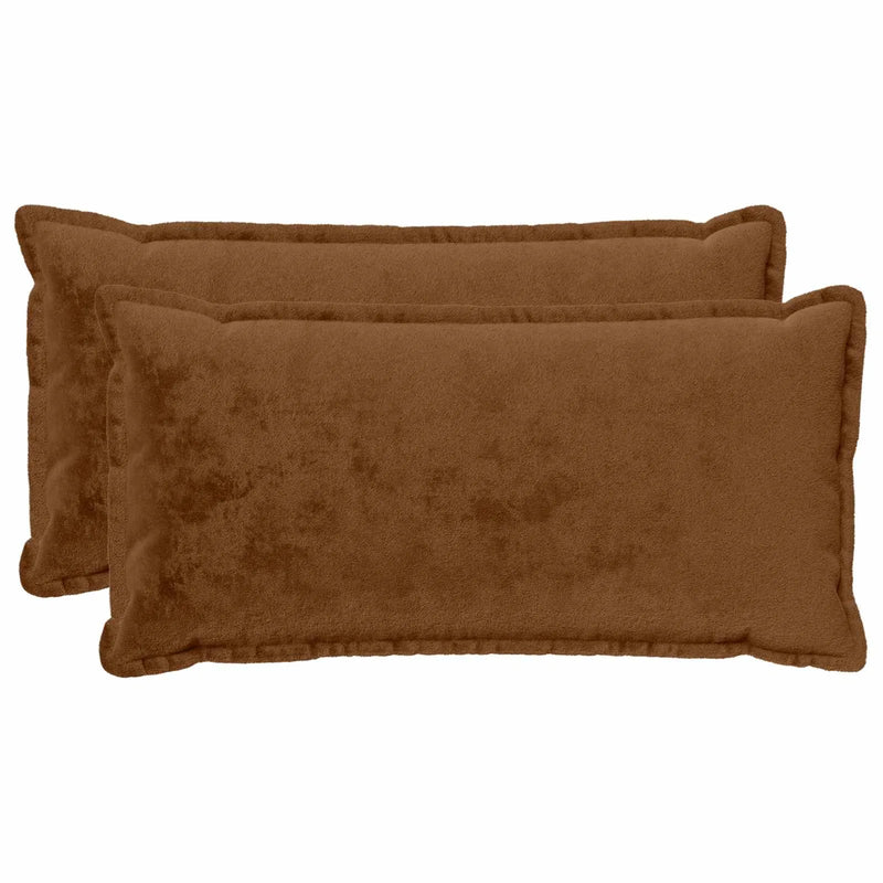 Throw Pillow 2 pcs HOUTEN Light Brown 40 x 80 cm Flannel