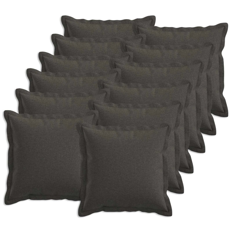 Cushion with Pillow HOUTEN 12 pcs Dark Grey Faux Linen