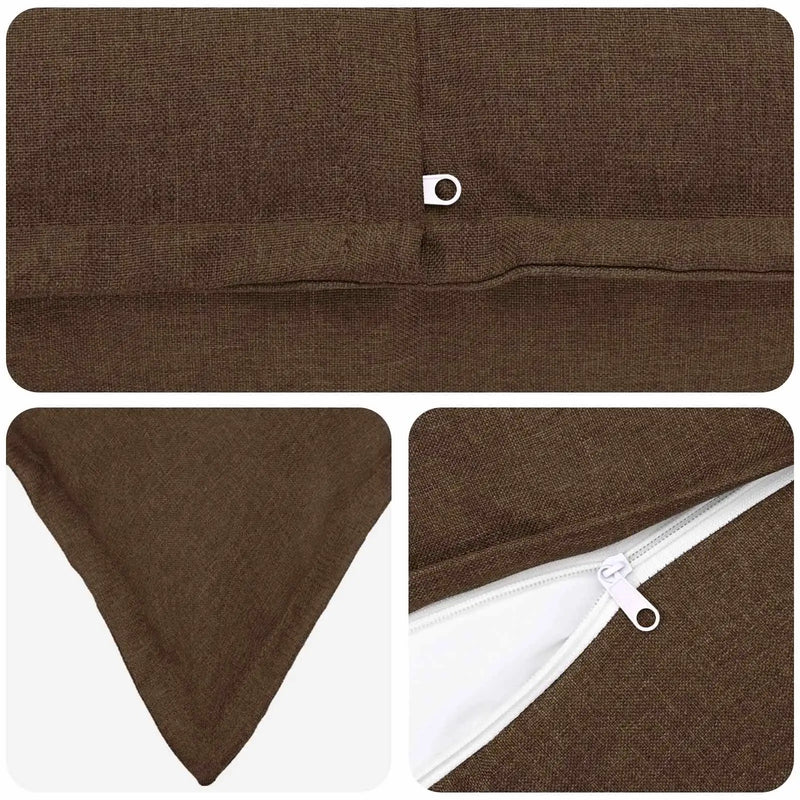 Cushion with Pillow HOUTEN 2 pcs Brown Faux Linen