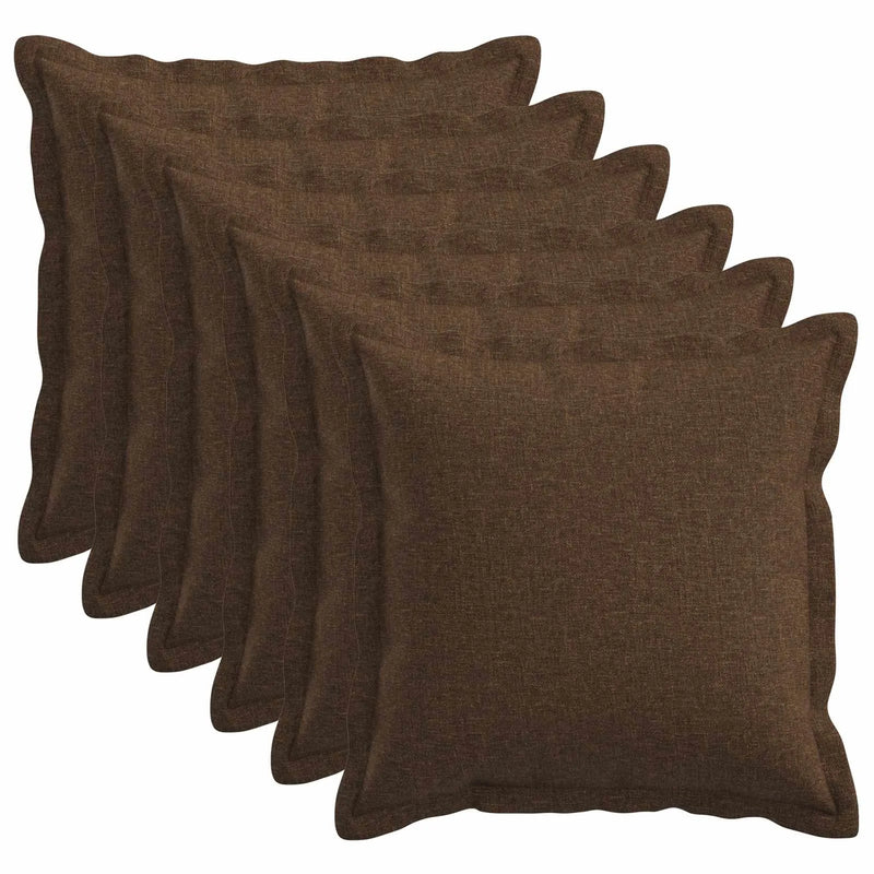 Cushion with Pillow HOUTEN 6 pcs Brown Faux Linen
