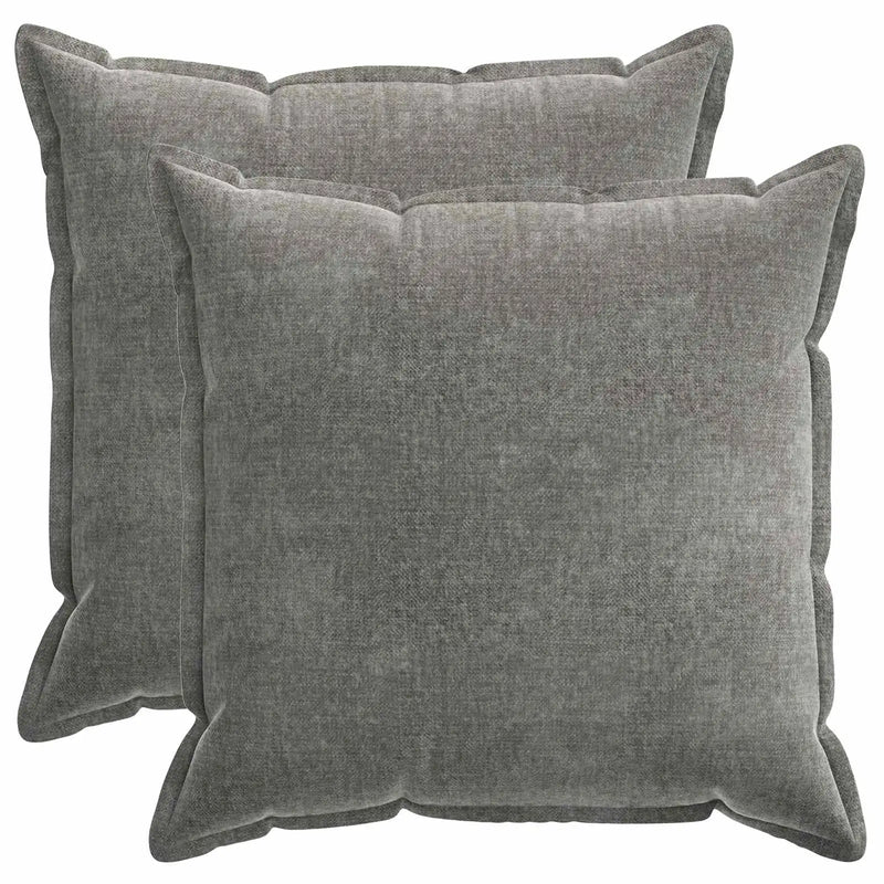 Cushion 2 pcs HOUTEN Dark Grey 55 x 55 cm Chenille Fabric