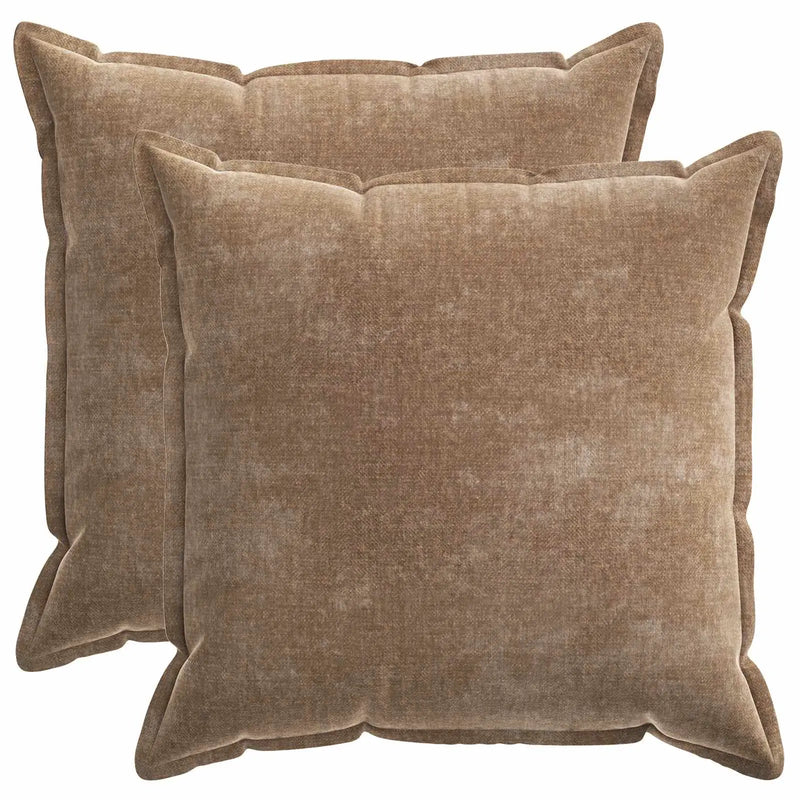 Cushion 2 pcs HOUTEN Brown 55 x 55 cm Chenille Fabric