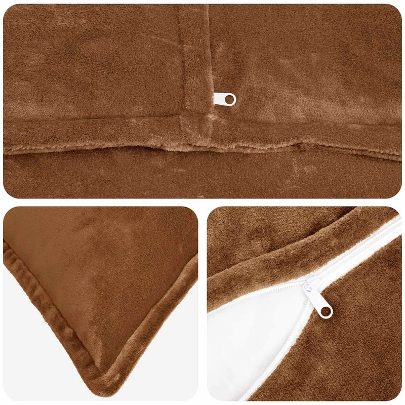 Throw Pillow 2 pcs HOUTEN Light Brown 55 x 55 cm Flannel