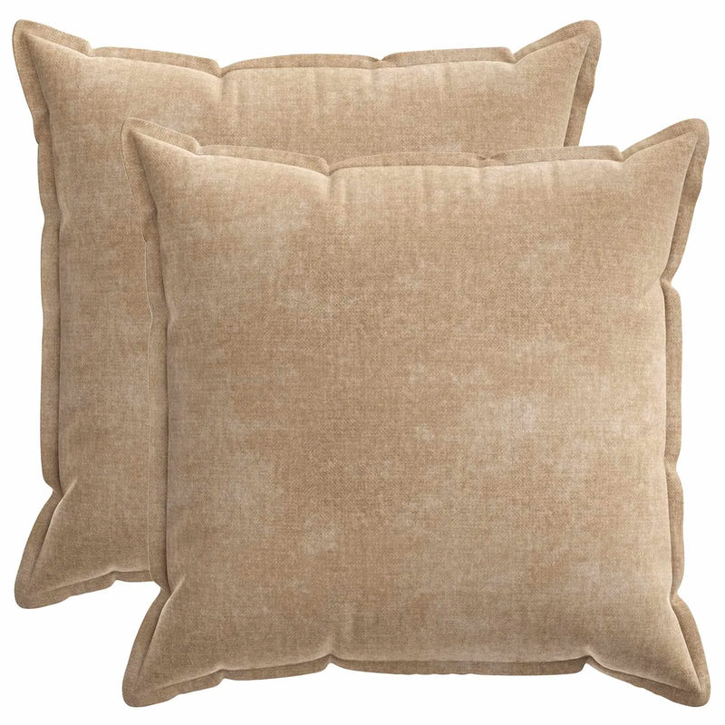 Cushion 2 pcs HOUTEN Taupe 60 x 60 cm Chenille Fabric