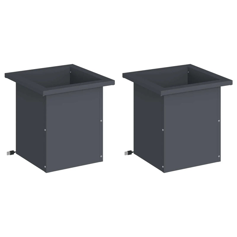 Garden Planter with LED 2 pcs Antracite 30 x 30 x 30 cm Steel