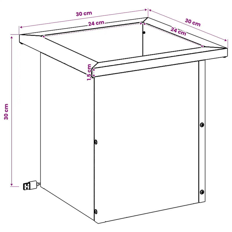 Garden Planter with LED 2 pcs Rusty 30 x 30 x 30 cm