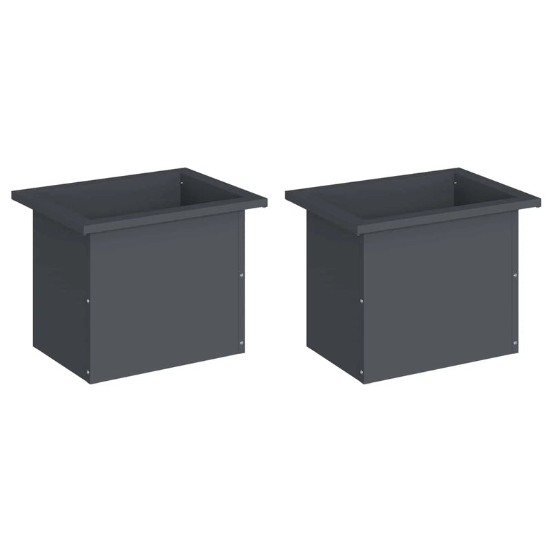 Garden Planter with LED 2 pcs Antracite 30 x 40 x 30 cm Steel