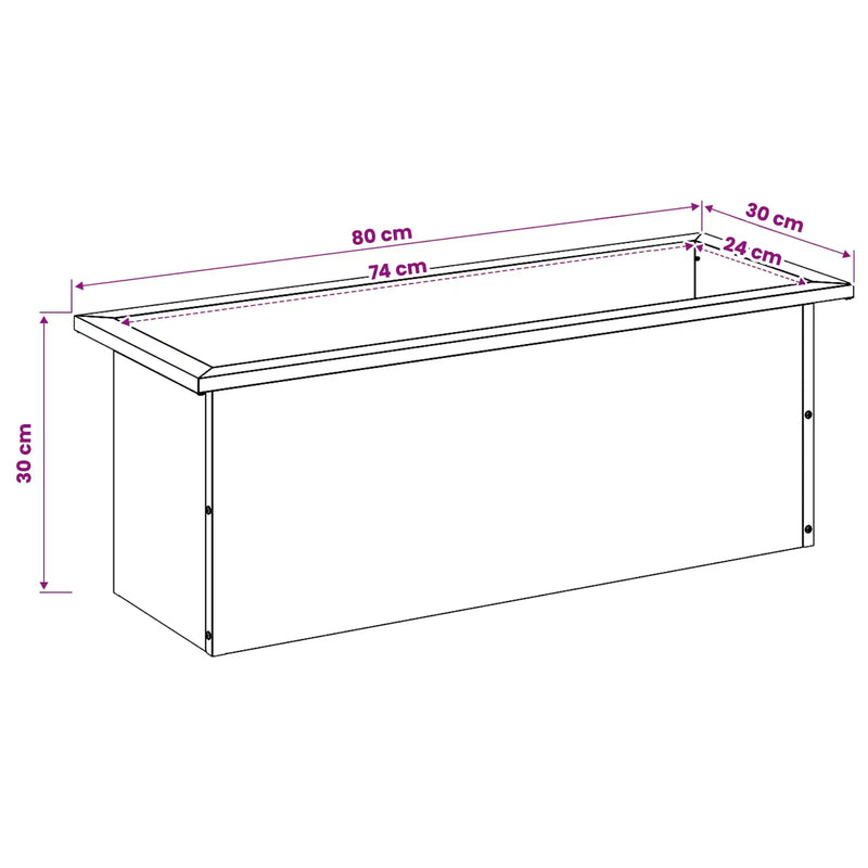 Garden Planter with LED Rusty 30 x 80 x 30 cm Weathering Steel