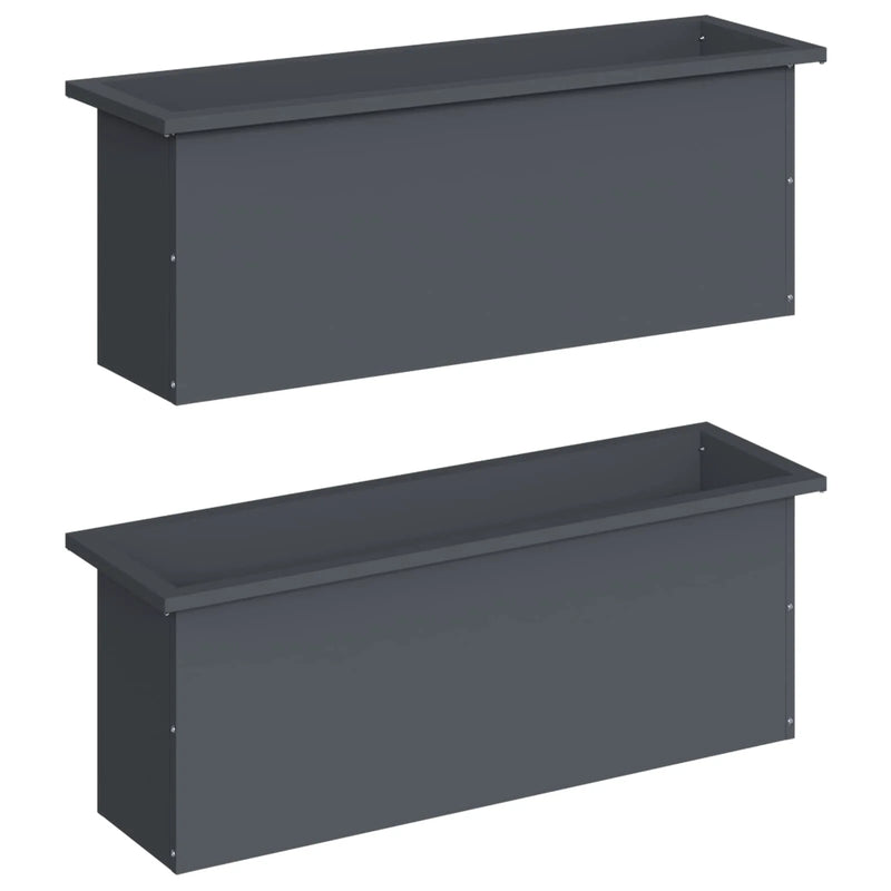 Garden Planter with LED 2 pcs Antracite 30 x 100 x 30 cm Steel
