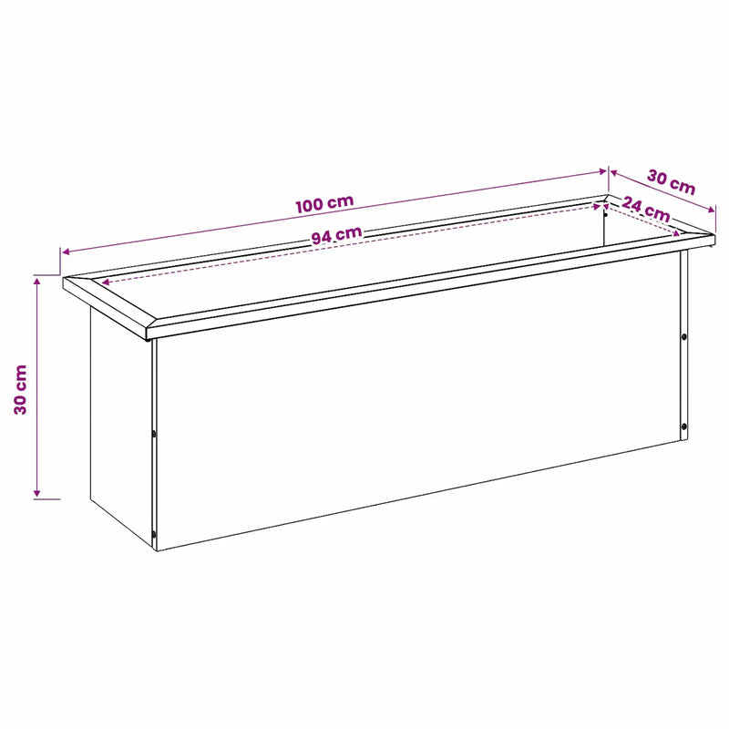 Garden Planter with LED 2 pcs Antracite 30 x 100 x 30 cm Steel