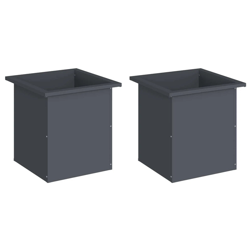 Garden Planter with LED 2 pcs Antracite 40 x 40 x 40 cm Steel