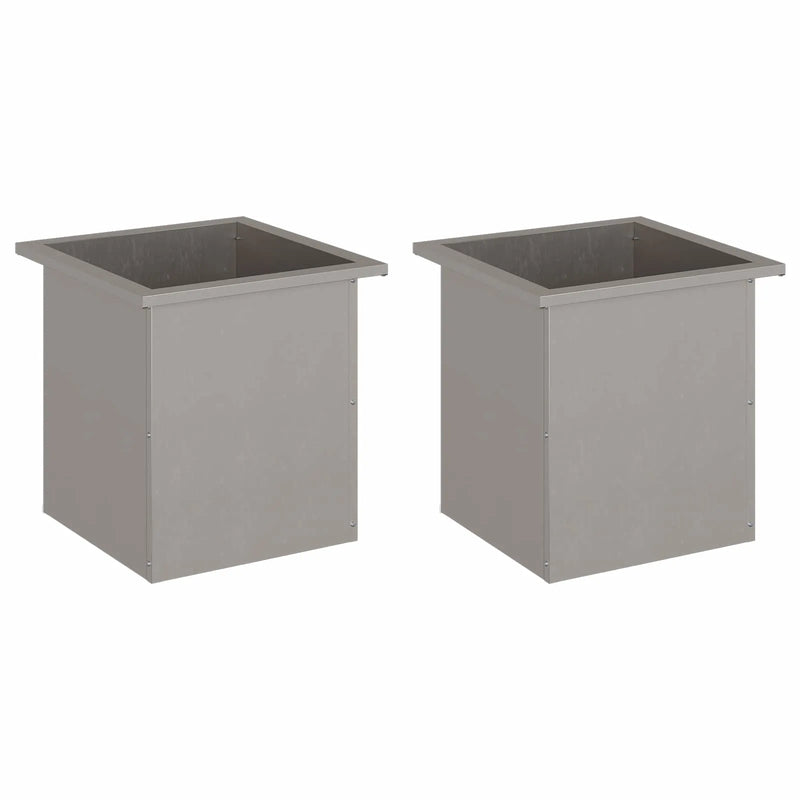 Garden Planter with LED 2 pcs Rusty 40 x 40 x 40 cm