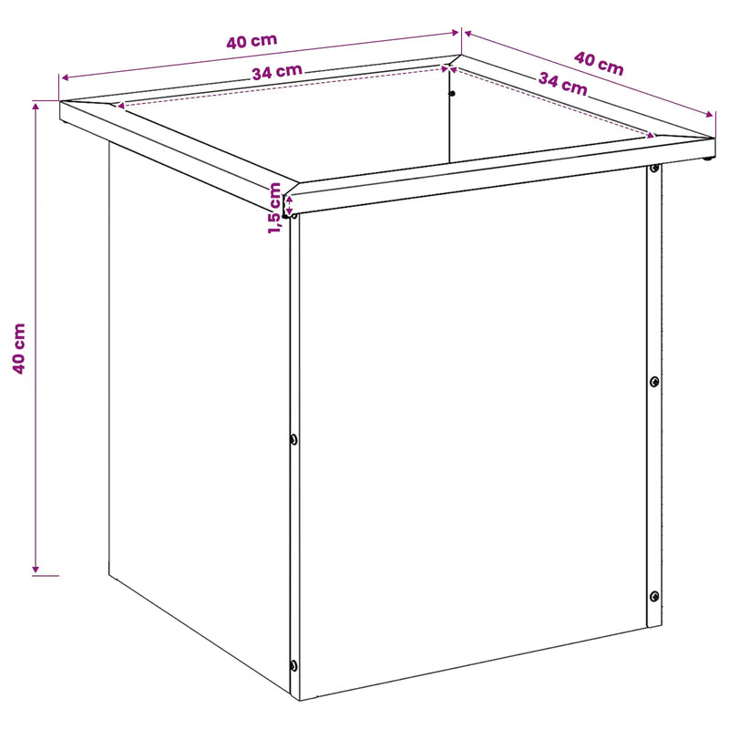 Garden Planter with LED 2 pcs Rusty 40 x 40 x 40 cm