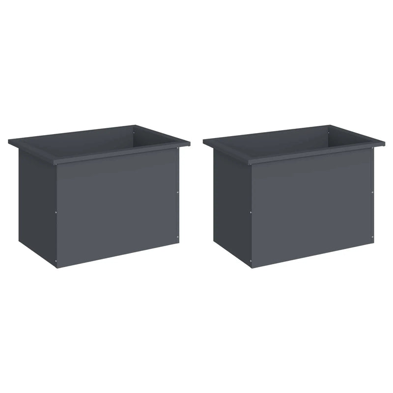 Garden Planter with LED 2 pcs Antracite 40 x 60 x 40 cm Steel