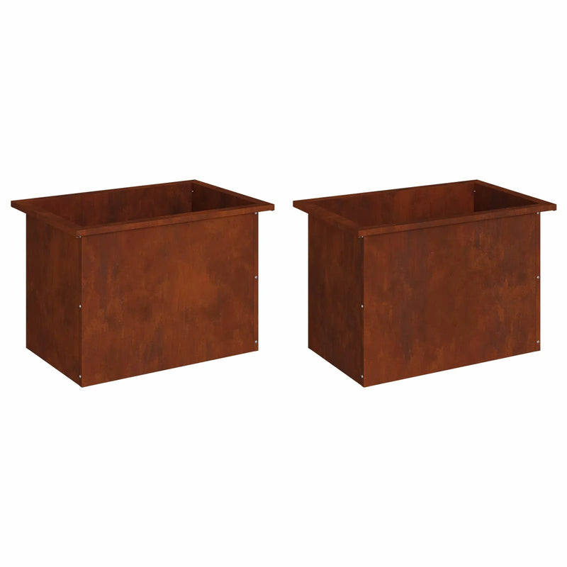 Garden Planter with LED 2 pcs Rusty 40 x 60 x 40 cm