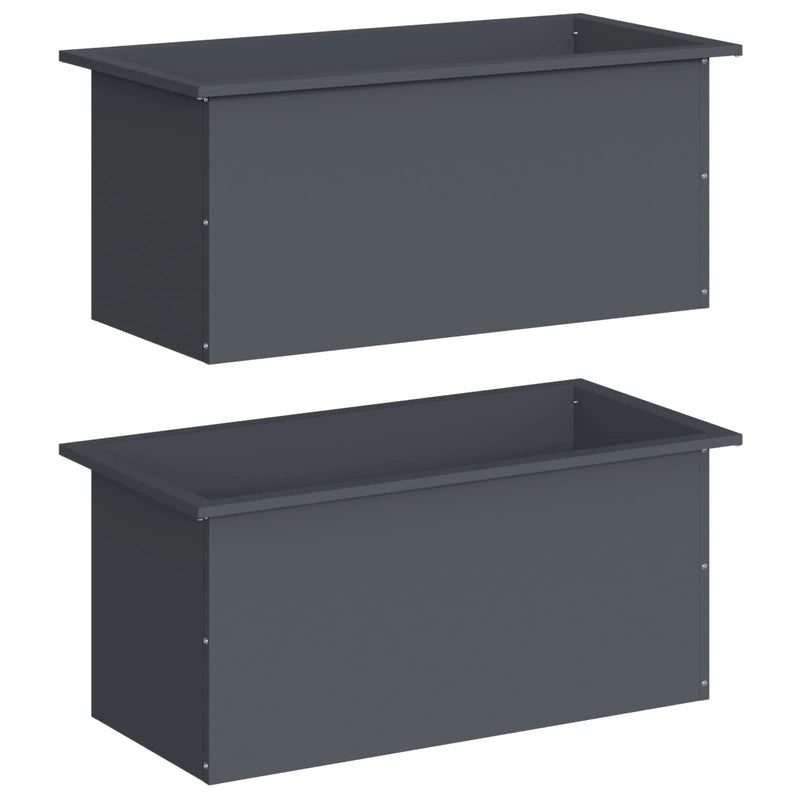 Garden Planter with LED 2 pcs Antracite 40 x 80 x 40 cm Steel