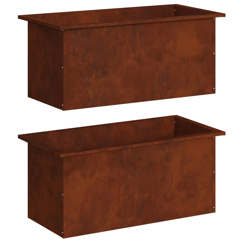 Garden Planter with LED 2 pcs Rusty 40 x 80 x 40 cm