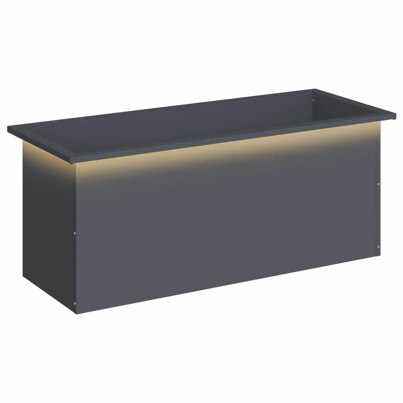 Garden Planter with LED Antracite 40 x 100 x 40 cm Steel