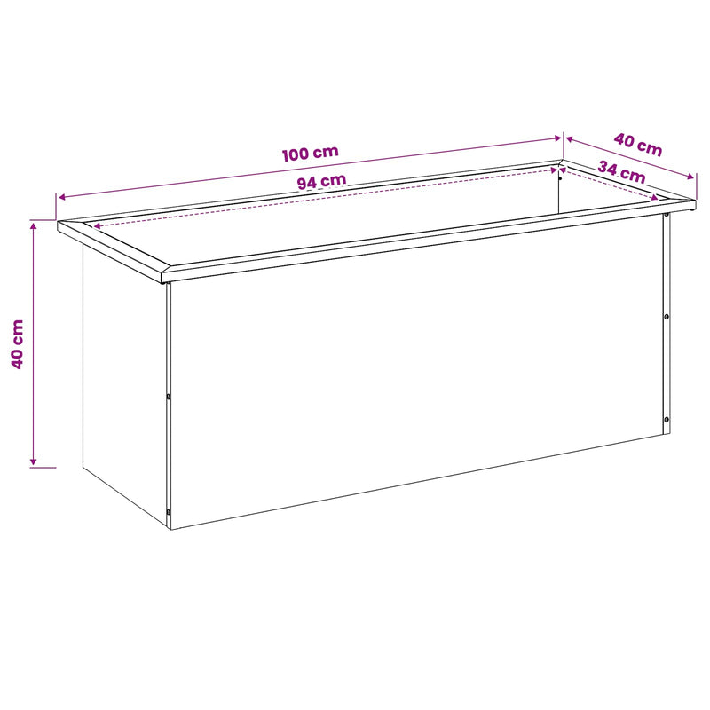 Garden Planter with LED Antracite 40 x 100 x 40 cm Steel