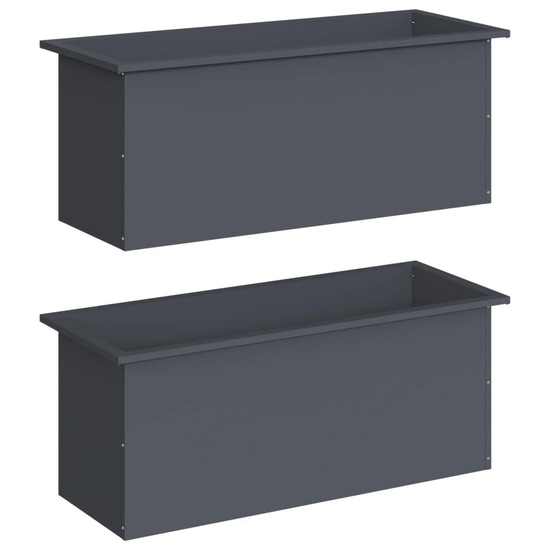 Garden Planter with LED 2 pcs Antracite 40 x 100 x 40 cm Steel