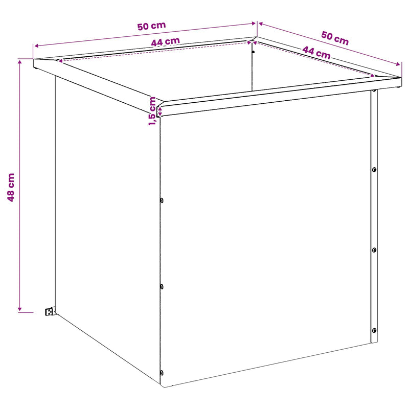 Garden Planter with LED Antracite 50 x 50 x 48 cm Steel
