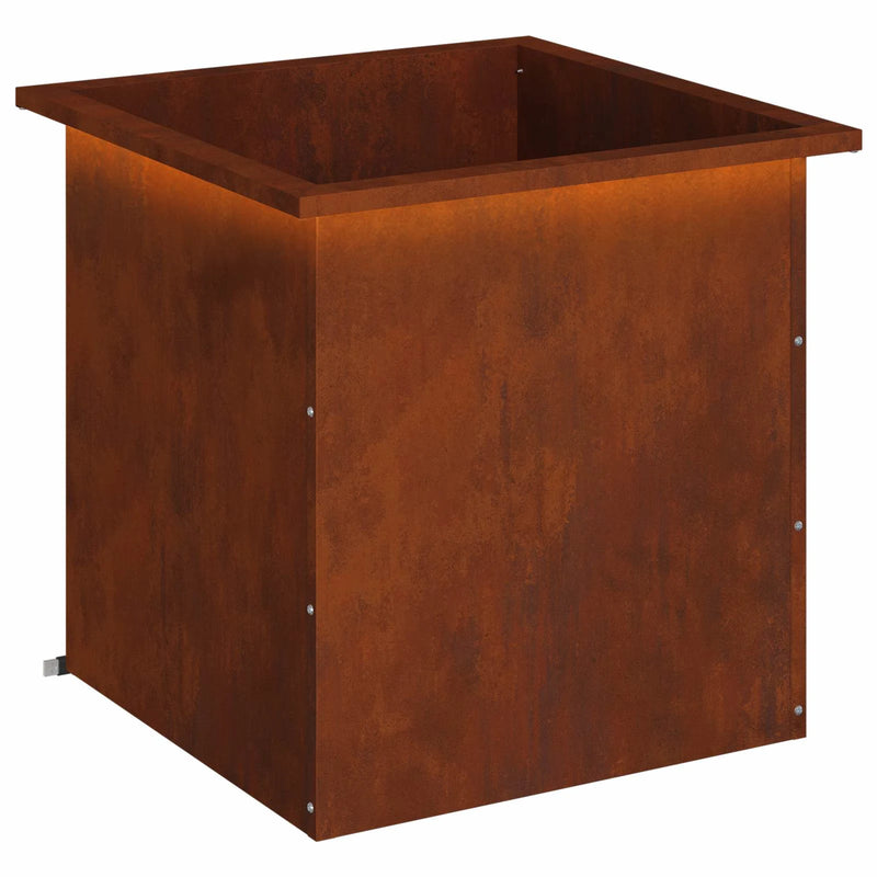Garden Planter with LED Rusty 50 x 50 x 48 cm Weathering Steel